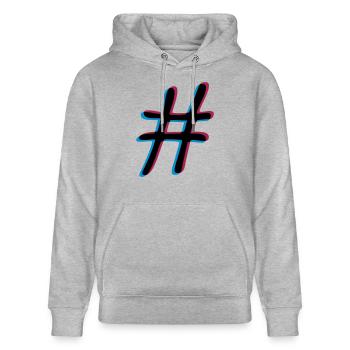 Hashtag effet 3D - Sweat à capuche bio CRUISER Stanley/Stella Unisexe - gris chiné - Devant - Alina (178cm) & Michal (187cm)