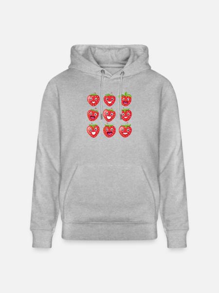 Erdbeere, Sommer, Frucht - Stanley/Stella Unisex Bio-Hoodie CRUISER  - Grau meliert