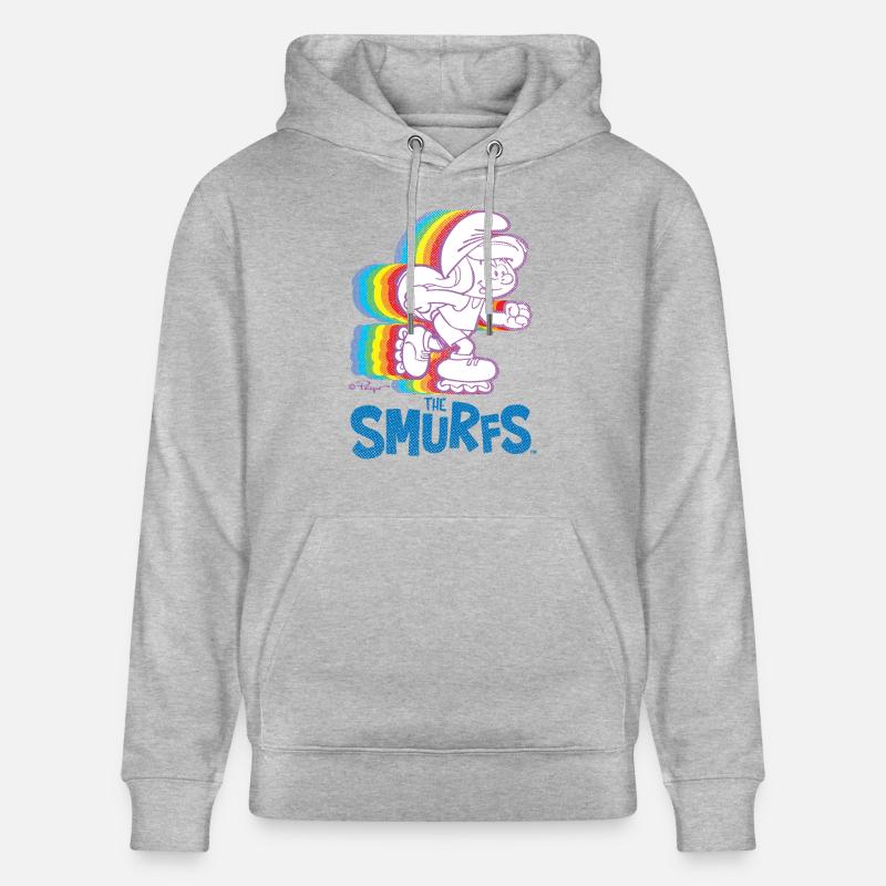 Diseño de Pitufos con Pitufina en patines - Sudadera con capucha ecológica unisex CRUISER de Stanley/Stella - gris jaspeado