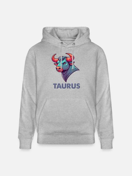 Taurus Cartoon - Stanley/Stella CRUISER Unisex Organic Hoodie - heather grey