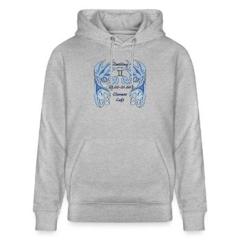 Zodiac Gemini - Stanley/Stella CRUISER Unisex Organic Hoodie - heather grey - Front - Alina (178cm) & Michal (187cm)