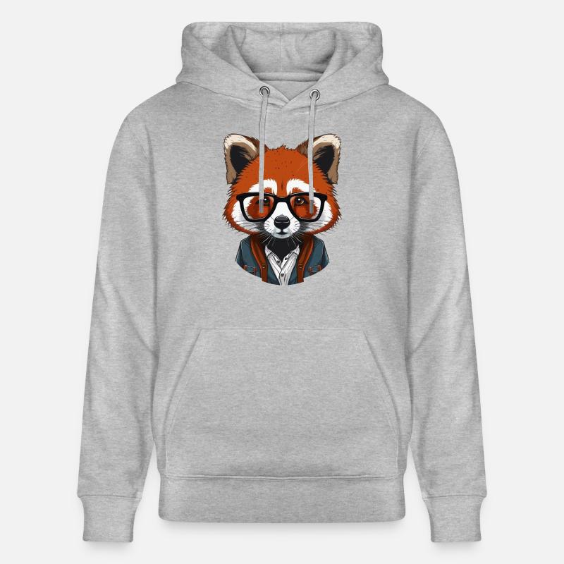 Red Panda en hipster - Sweat à capuche bio CRUISER Stanley/Stella Unisexe - gris chiné