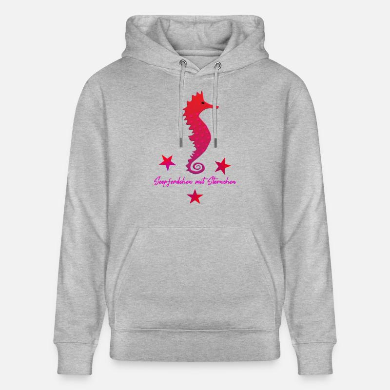 rotes Seepferdchen mit Sternchen pink - Stanley/Stella Unisex Bio-Hoodie CRUISER  - Grau meliert