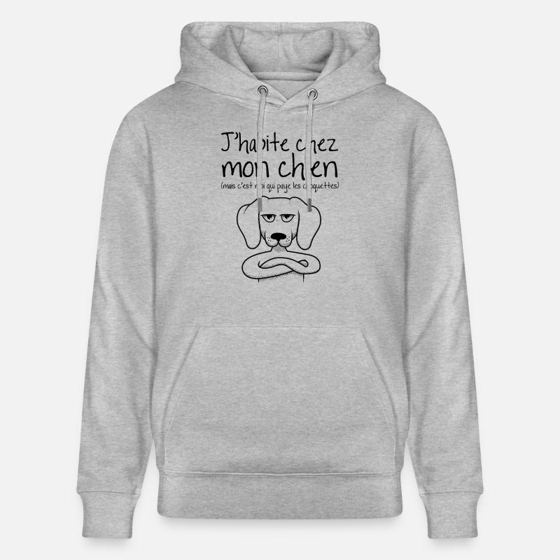 J habite chez mon chien - Sweat à capuche bio CRUISER Stanley/Stella Unisexe - gris chiné