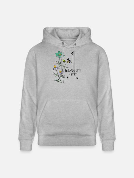 Herb Fairy, Bee, Ant - Stanley/Stella CRUISER Unisex Organic Hoodie - heather grey
