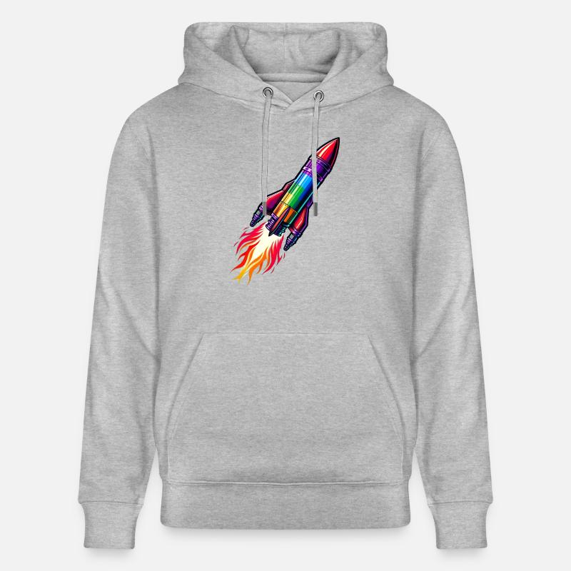 Fusée arc-en-ciel - Sweat à capuche bio CRUISER Stanley/Stella Unisexe - gris chiné