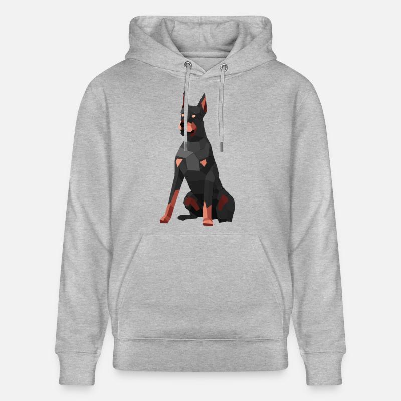 Doberman moderne – art low poly - Sweat à capuche bio CRUISER Stanley/Stella Unisexe - gris chiné