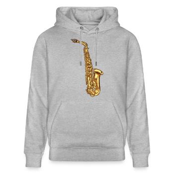 Saxophone saxophone - Sweat à capuche bio CRUISER Stanley/Stella Unisexe - gris chiné - Devant - Alina (178cm) & Michal (187cm)