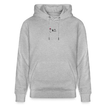 Peanuts Snoopy Liebe Herz Love Stick - Stanley/Stella Unisex Bio-Hoodie CRUISER  - Grau meliert - Vorne - Alina (178cm) & Michal (187cm)