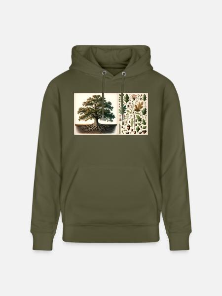 Oak Tree Botanical - Stanley/Stella CRUISER Unisex Organic Hoodie - khaki green