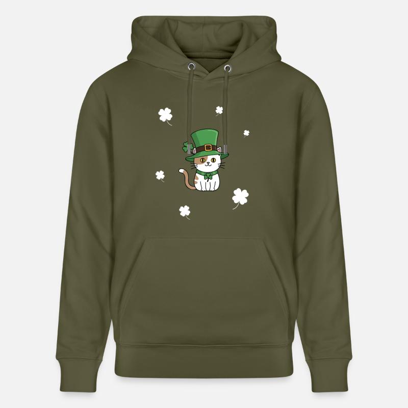 Chat de la Saint-Patrick - Sweat à capuche bio CRUISER Stanley/Stella Unisexe - vert kaki
