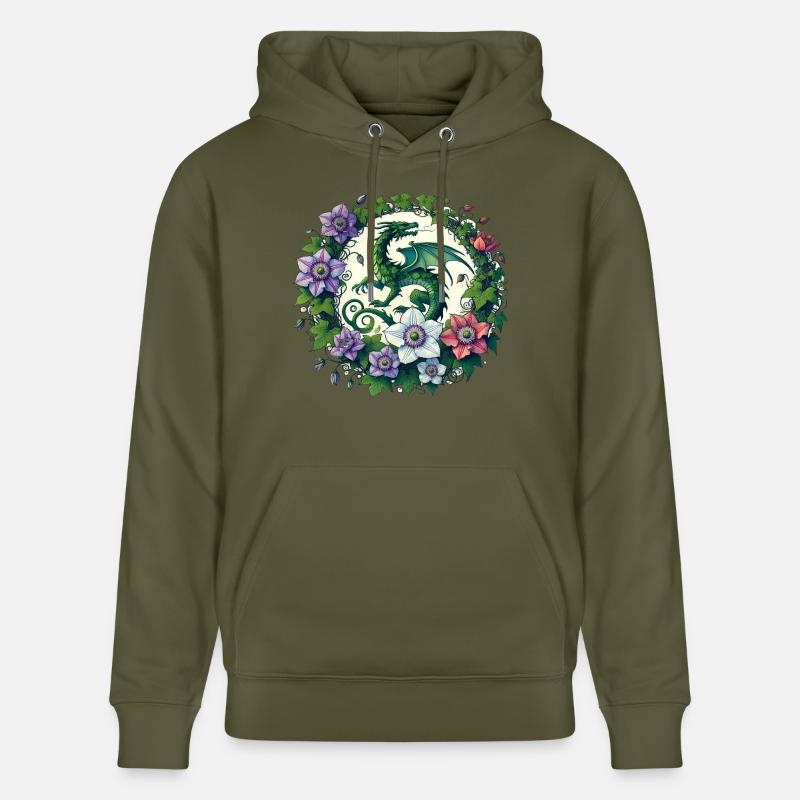 Dragon clématite - Sweat à capuche bio CRUISER Stanley/Stella Unisexe - vert kaki