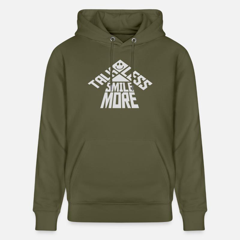 parler moins sourire plus - Sweat à capuche bio CRUISER Stanley/Stella Unisexe - vert kaki