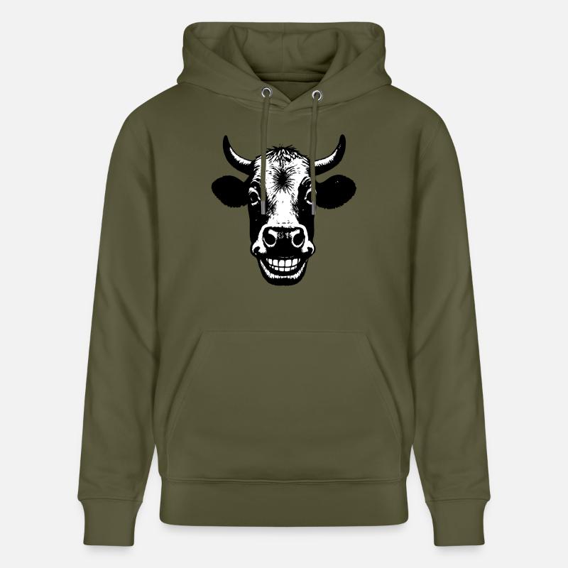 Vache souriante - Sweat à capuche bio CRUISER Stanley/Stella Unisexe - vert kaki