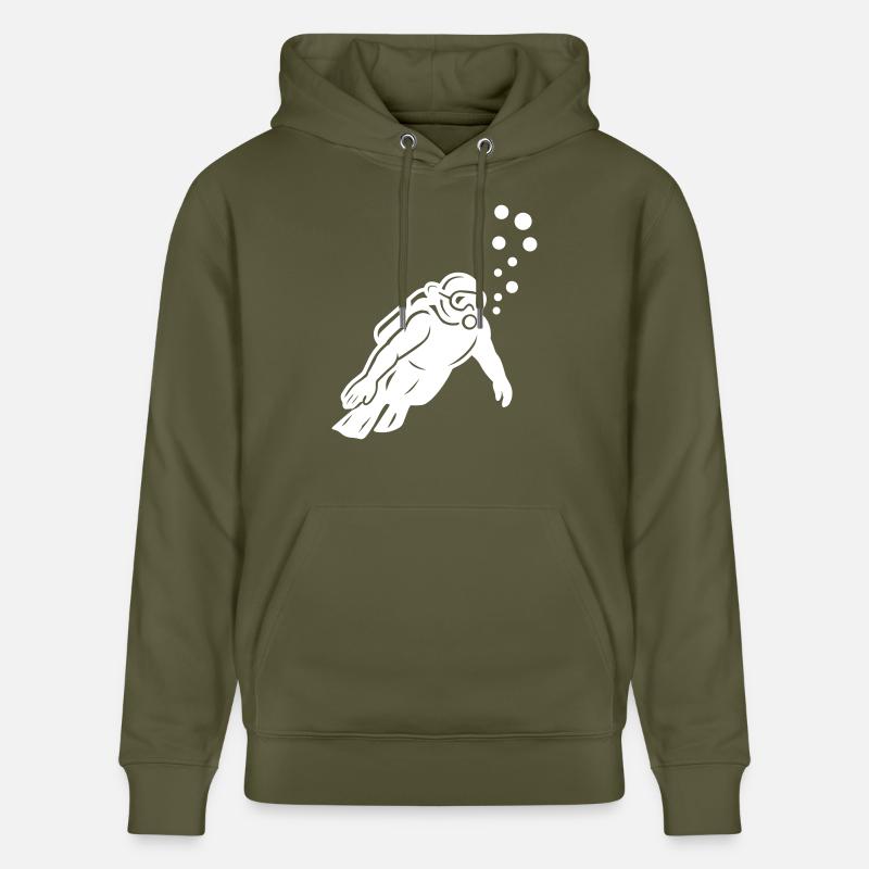 Silhouette de plongeur - Sweat à capuche bio CRUISER Stanley/Stella Unisexe - vert kaki