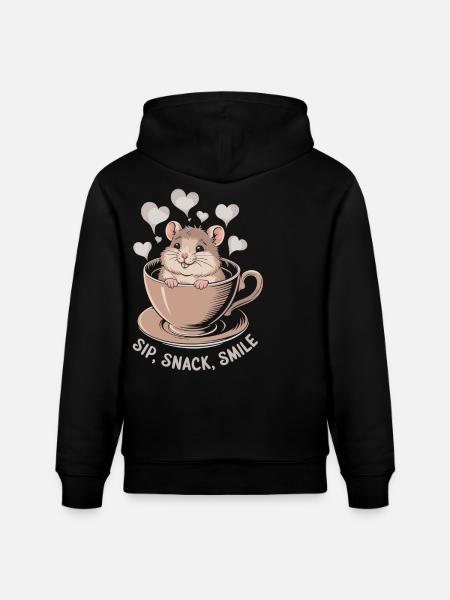 Coffee break with mouse - Stanley/Stella CRUISER Unisex Organic Hoodie - black