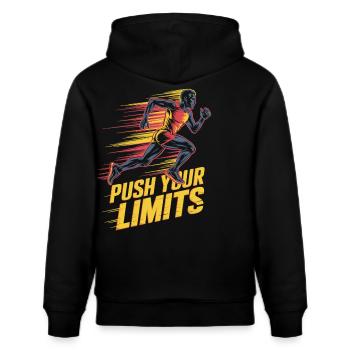 Grenzen überschreiten – Push Your Limits - Stanley/Stella Unisex Bio-Hoodie CRUISER  - Schwarz - Hinten - Alina (178cm)