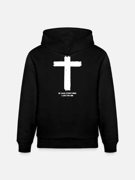 Kreuz - Hän antoi kaikkensa – elän hänelle - Stanley/Stella CRUISER unisex luomuhuppari - musta