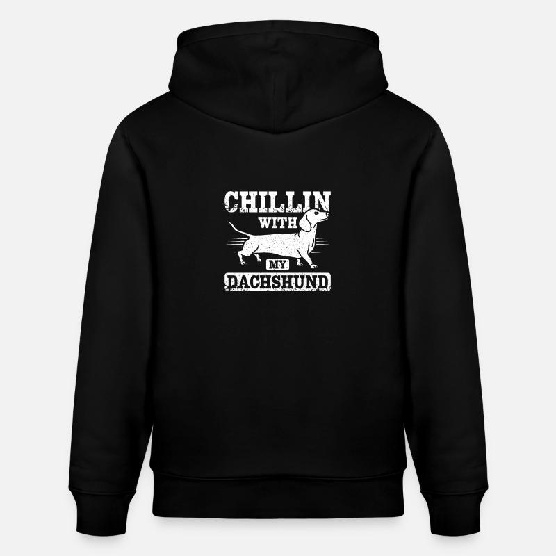 Chillin avec mon teckel - Sweat à capuche bio CRUISER Stanley/Stella Unisexe - noir