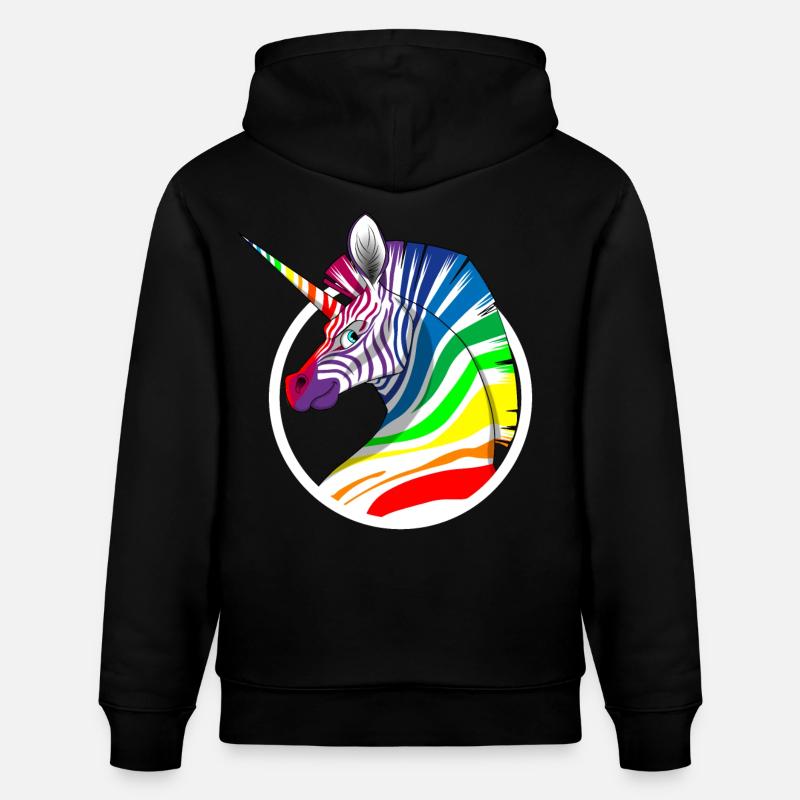 Regenbogen Einhorn Zebra - Stanley/Stella Unisex Bio-Hoodie CRUISER - Schwarz