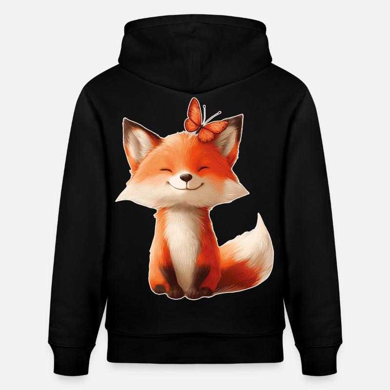 Fuchs mit Schmetterling - Stanley/Stella Unisex Bio-Hoodie CRUISER  - Schwarz