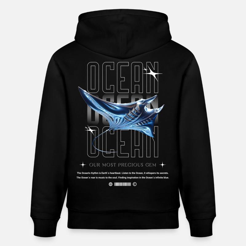 Ocean Manta Precious Treasure - Stanley/Stella CRUISER Unisex Organic Hoodie - black