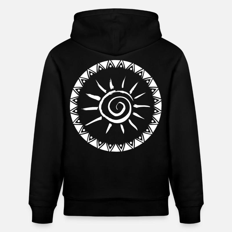 Conception géométrique du mandala Sunburst - Sweat à capuche bio CRUISER Stanley/Stella Unisexe - noir