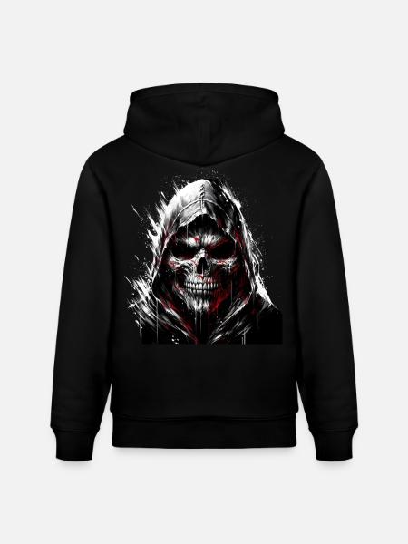 Dark Skull with Hood Gothic Art - Stanley/Stella CRUISER Unisex Organic Hoodie - black