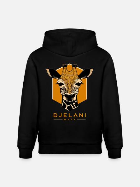 Geometric Giraffe in Ochre - Stanley/Stella CRUISER Unisex Organic Hoodie - black