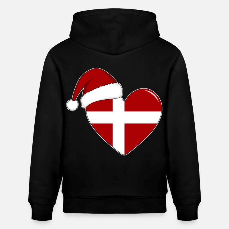 Coeur de Noël drapeau Danemark - Sweat à capuche bio CRUISER Stanley/Stella Unisexe - noir