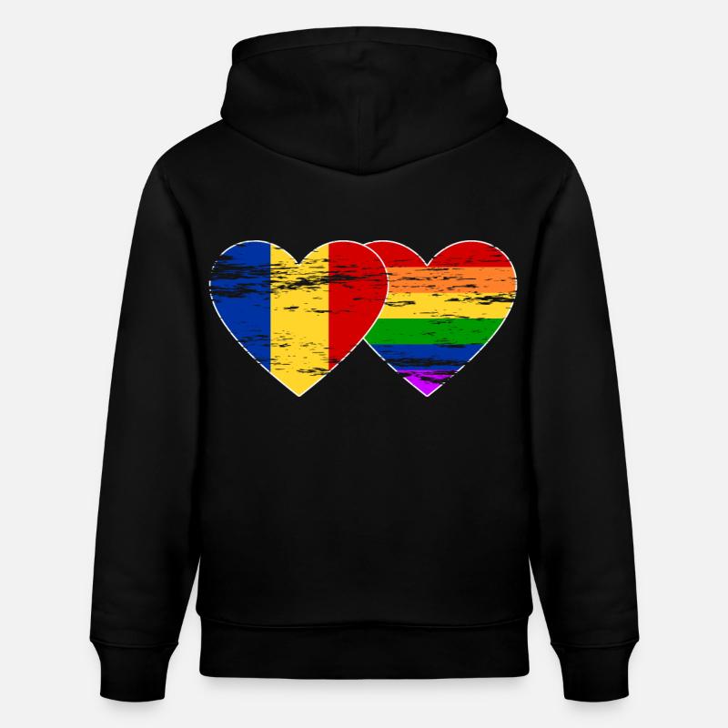 Drapeau arc-en-ciel de Roumanie utilisé - Sweat à capuche bio CRUISER Stanley/Stella Unisexe - noir
