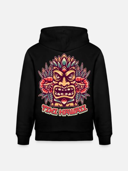 Tiki statue, Hawaii Island, Tiki maske - Stanley/Stella CRUISER økologisk unisex-hoodie - sort