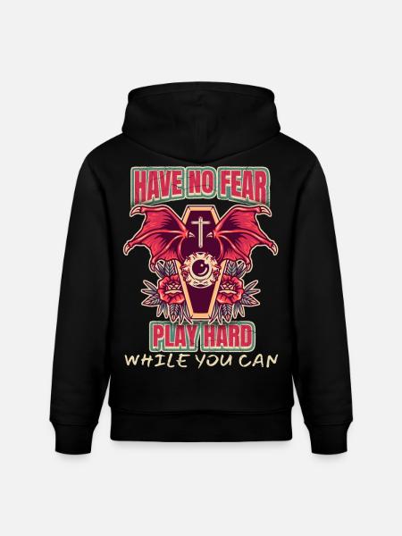 Coffin Bat Wing Death, Have-No-Fear-Play-Hard - Stanley/Stella CRUISER Unisex Organic Hoodie - black