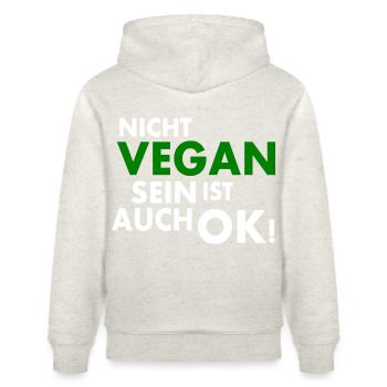 Nicht vegan sein ist auch ok - Stanley/Stella Unisex Bio-Hoodie CRUISER  - Beige meliert - Hinten - Alina (178cm)