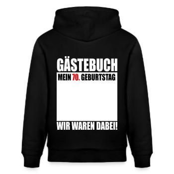 70. Geburtstag Gästebuch 70 Jahre Geschenk - Stanley/Stella Unisex Bio-Hoodie CRUISER  - Schwarz - Hinten - Alina (178cm)