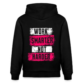 Motivation Spruch travaille plus intelligemment, pas plus dur - Sweat à capuche bio CRUISER Stanley/Stella Unisexe - noir - Dos - Alina (178cm)