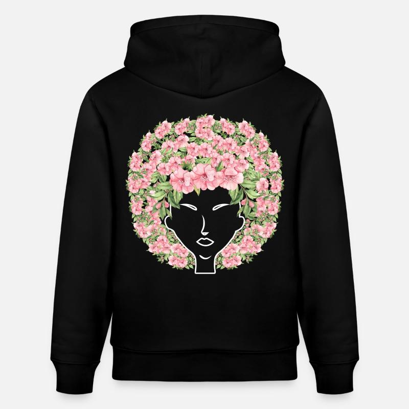 Fleurs Afro - Sweat à capuche bio CRUISER Stanley/Stella Unisexe - noir