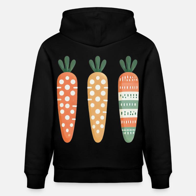 Cute Carrot Pattern Easter Joy - Stanley/Stella CRUISER Unisex Organic Hoodie - black