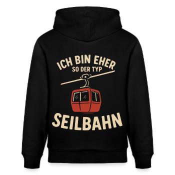 Seilbahn Spruch Ich bin eher so der Typ Seilbahn - Stanley/Stella Unisex Bio-Hoodie CRUISER  - Schwarz - Hinten - Alina (178cm)