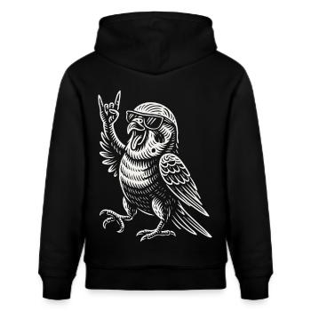Lustig Heavy Metal Wellensittich Vogel Rock Musik - Stanley/Stella Unisex Bio-Hoodie CRUISER  - Schwarz - Hinten - Alina (178cm)