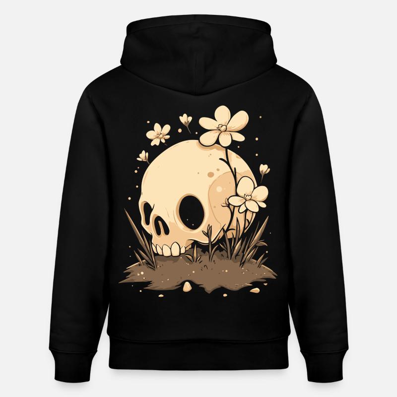 Mignon crâne avec prairie fleurie - Sweat à capuche bio CRUISER Stanley/Stella Unisexe - noir
