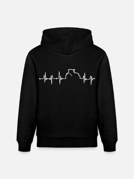 Tractor- Heartbeat - Farmer- Farmer - Stanley/Stella CRUISER Unisex Organic Hoodie - black