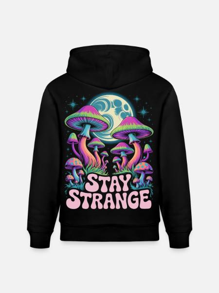 Stay Strange Mushroom Art - Stanley/Stella CRUISER Unisex Organic Hoodie - black