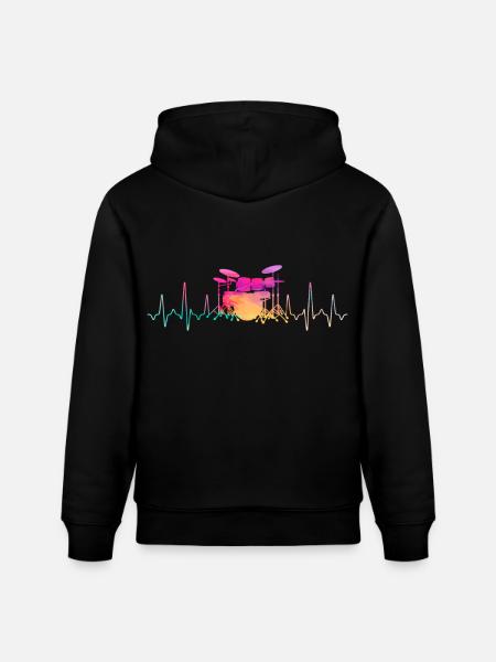 Drummer Heartbeat - Stanley/Stella CRUISER Unisex Organic Hoodie - black