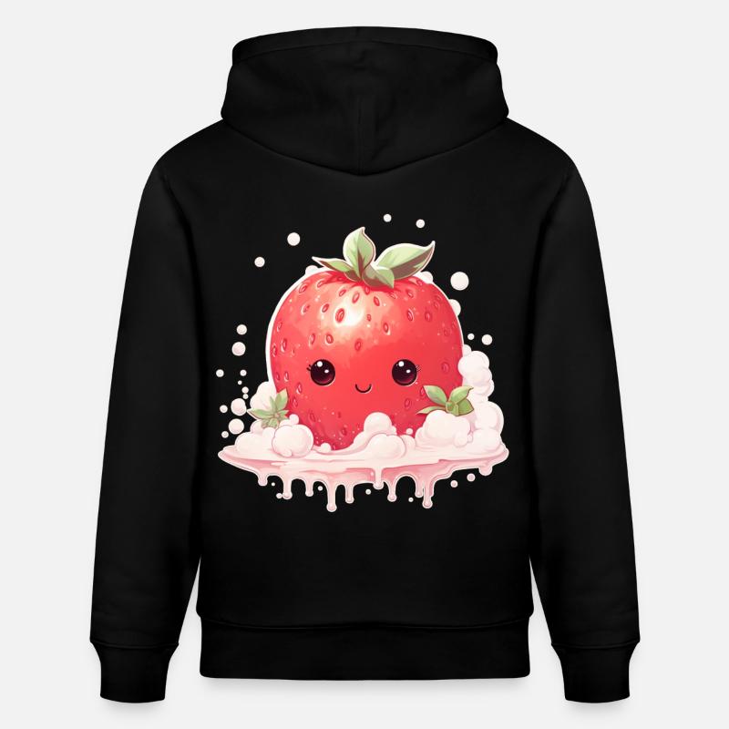 Fraise Kawaii - Sweat à capuche bio CRUISER Stanley/Stella Unisexe - noir