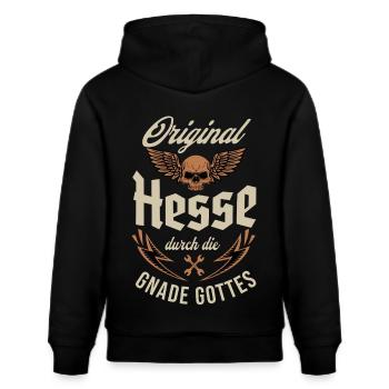 Hesse Spruch - Stanley/Stella Unisex Bio-Hoodie CRUISER  - Schwarz - Hinten - Alina (178cm)