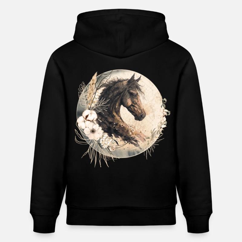 Cheval Boho - Sweat à capuche bio CRUISER Stanley/Stella Unisexe - noir