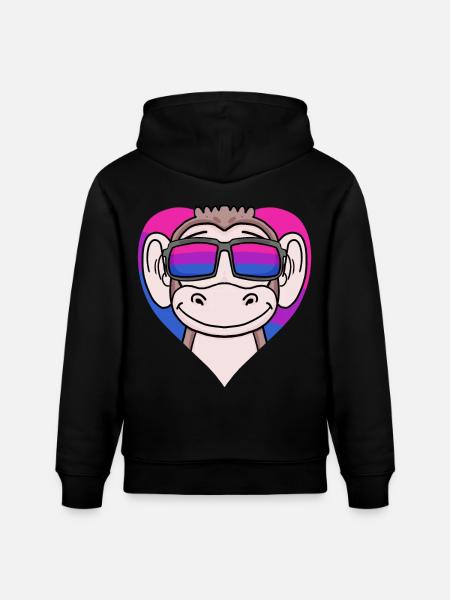 Bisexual Monkey Gift - Stanley/Stella CRUISER Unisex Organic Hoodie - black