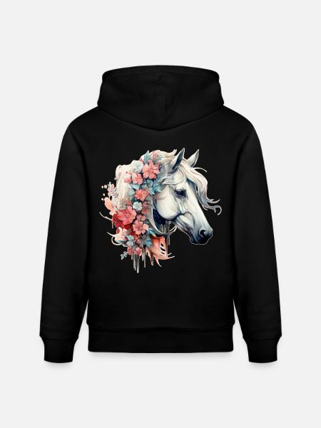 Motif cheval - Sweat à capuche bio CRUISER Stanley/Stella Unisexe - noir