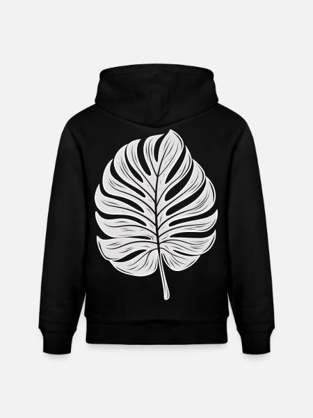 Cool Monstera Leaf, Plants Motif - Stanley/Stella CRUISER Unisex Organic Hoodie - black